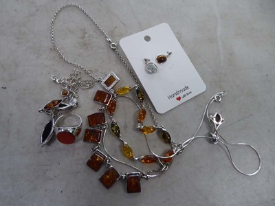 Lot 2299 - Bag containing silver amber style and other...