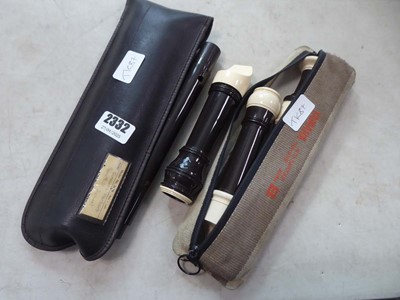 Lot 2332 - Pair of recorders in cases