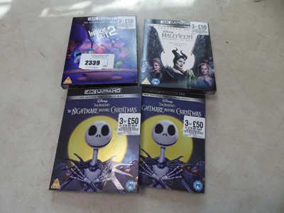Lot 2339 - Selection of 4 ultra HD Disney blue ray movies,...