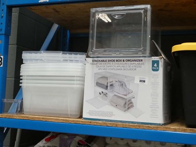 Lot 3236 - Stackable shoe box organisers plus mini...