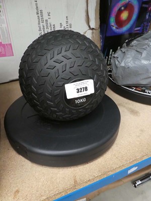 Lot 3278 - 10kg medicine ball plus a 15kg weight plate