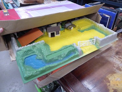 Lot 5534 - 2 boxes of plastic farmyard scenery and games