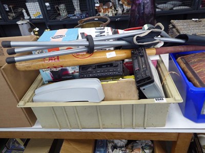 Lot 5540 - Box of car cassette players, folding stool,...