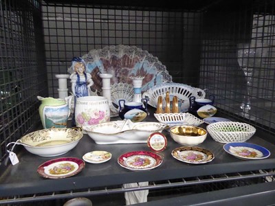 Lot 5609 - Cage containing toast rack, ornamental fan,...