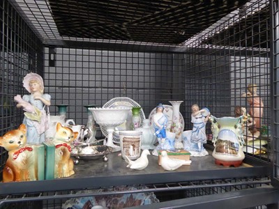 Lot 5610 - Cage containing cat shaped bookends. silver...