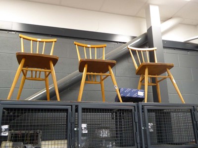 Lot 5581 - 3 Ercol style stick back dining chairs