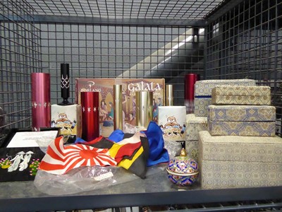 Lot 5588 - Cage of National flags plus various vases and...
