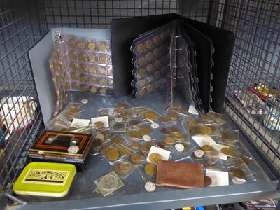 Lot 5590 - Cage of coinage plus petty cash box and...