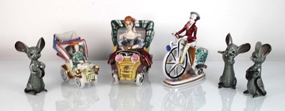 Lot 123 - A group of Italian pottery carriages, bicycle...