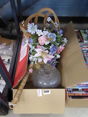 Lot 5599 - Box of carpet beater plus demi johns and...