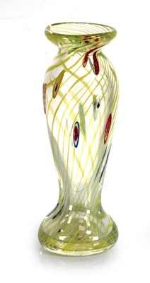 Lot 125 - An art glass vase with yellow spirals and...