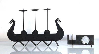 Lot 130 - A Soviet metalwares candelabrum modelled as a...