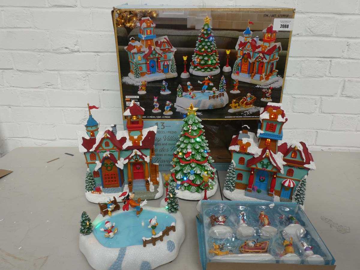 Lot Boxed 13 piece holiday village with lights and...