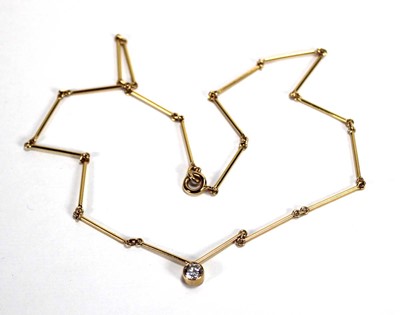 Lot 524 - An 18ct yellow gold elongate link necklace...