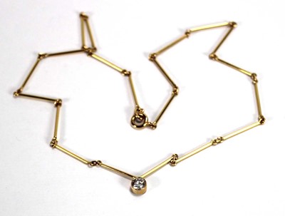 Lot 524 - An 18ct yellow gold elongate link necklace...