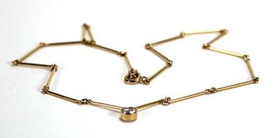 Lot 524 - An 18ct yellow gold elongate link necklace...