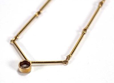 Lot 524 - An 18ct yellow gold elongate link necklace...
