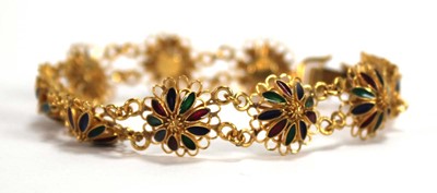 Lot 530 - A yellow metal filigree work bracelet with...