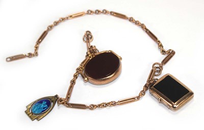 Lot 540 - A 9ct yellow gold elongated fancy link watch...