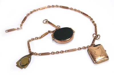 Lot 540 - A 9ct yellow gold elongated fancy link watch...