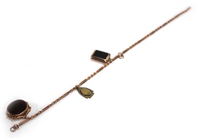 Lot 540 - A 9ct yellow gold elongated fancy link watch...