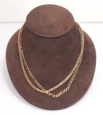 Lot 563 - A 9ct yellow gold figaro link necklace with...
