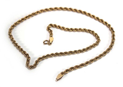 Lot 565 - A 9ct yellow gold ropetwist necklace, l. 45.5...