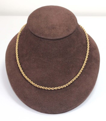 Lot 565 - A 9ct yellow gold ropetwist necklace, l. 45.5...