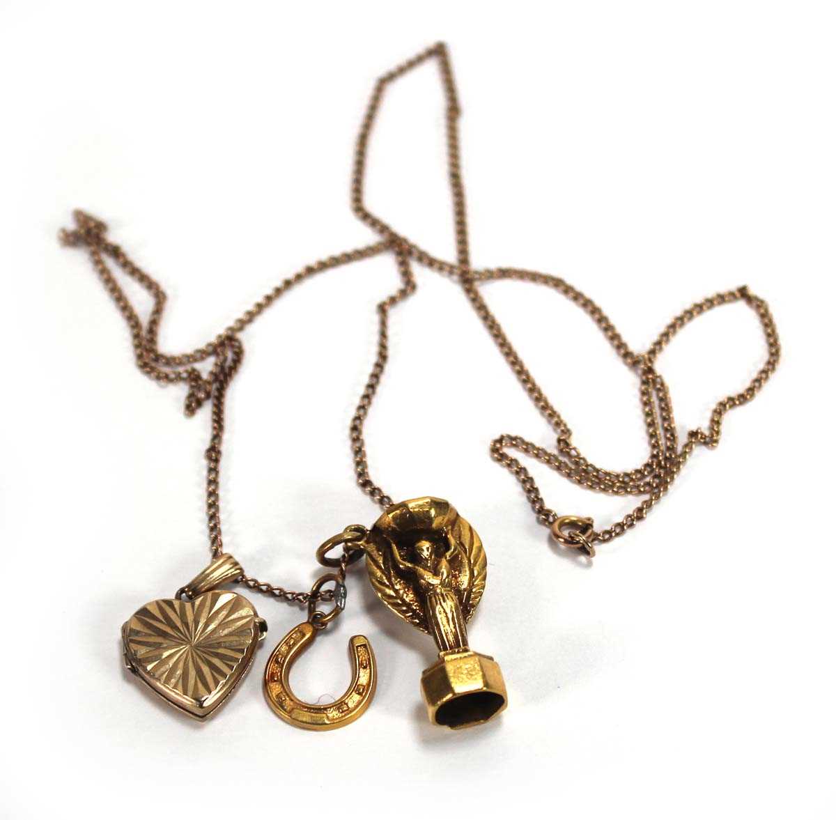 Lot 566 - A 9ct yellow gold fine curblink necklace...