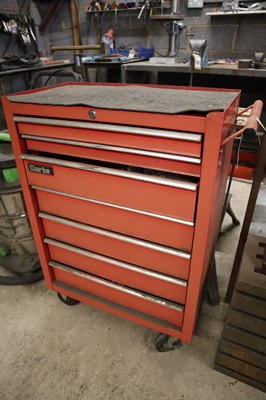 Lot 35 - Clarke red 7 drawer mobile engineers tool...