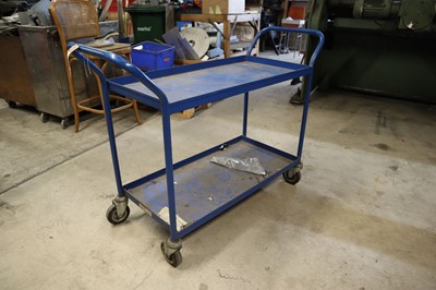 Lot 42 - Blue mobile workshop trolley with shelf under