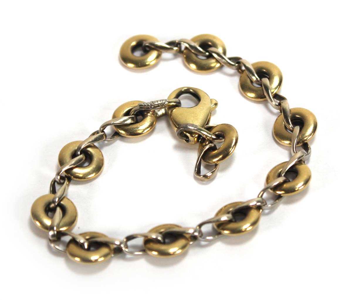 Lot 571 - A Chiampesan two colour gold round link...