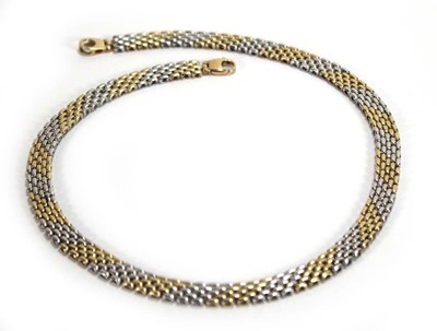 Lot 572 - A 9ct two-colour gold bricklink necklace with...