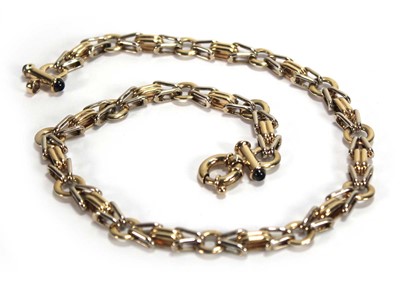 Lot 573 - A 9ct two-colour gold fancy link necklace, the...