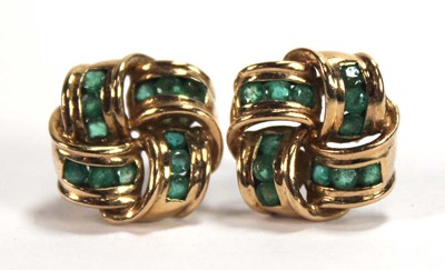 Lot 578 - A pair of 9ct yellow gold ear studs of knot...