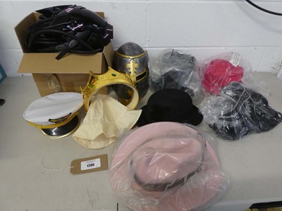 Lot 1206 - An assortment of fancy dress hats, crown,...