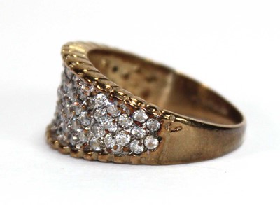 Lot 597 - A 9ct yellow gold ring pave set paste,...