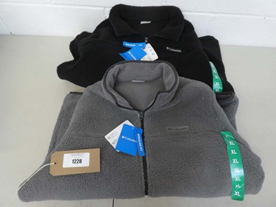 Lot 1228 - x2 Columbia full zip fleece jackets in black &...
