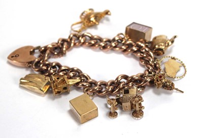 Lot 598 - A 9ct rose gold hollow curblink bracelet with...