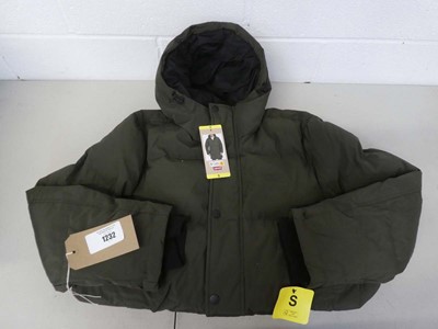 Lot 1232 - Long Levi's hooded puffa coat in green size small