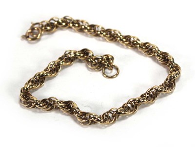 Lot 604 - A 9ct yellow gold ropetwist bracelet,...