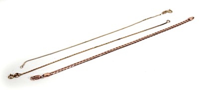 Lot 605 - A 9ct rose gold flat curblink bracelet, l....