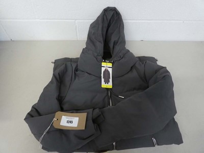 Lot 1245 - DKNY long hooded coat in grey size S