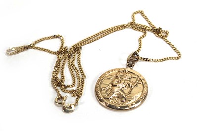 Lot 611 - A 9ct yellow gold flat curblink necklace...