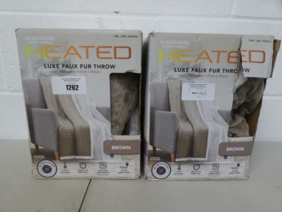 Lot 1262 - x2 boxed Berkshire heated luxe faux fur throws