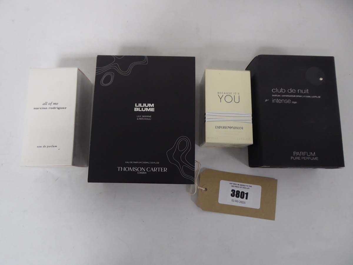 Lot 4x Perfumes to include Emporio Armani, Narciso...
