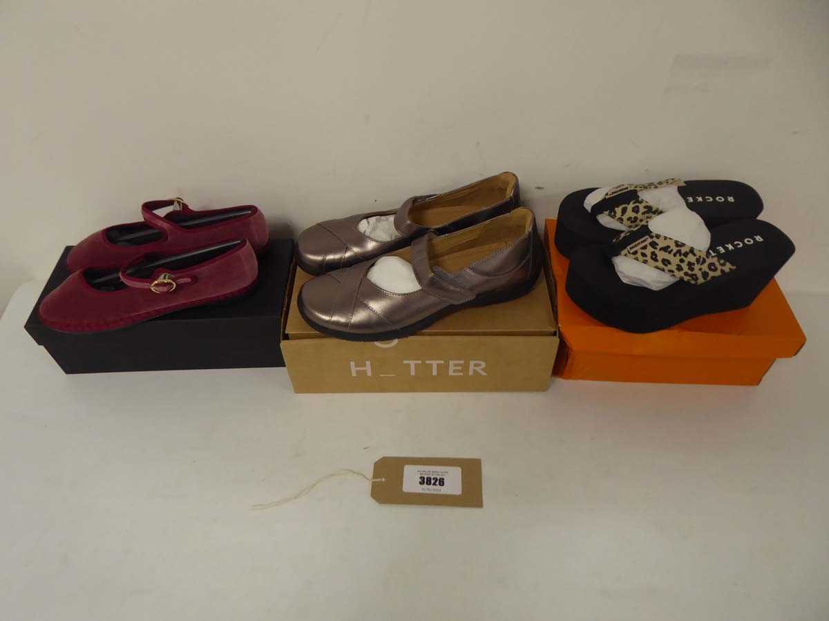 Lot 3x Boxed pairs of sandals to include Hotter...