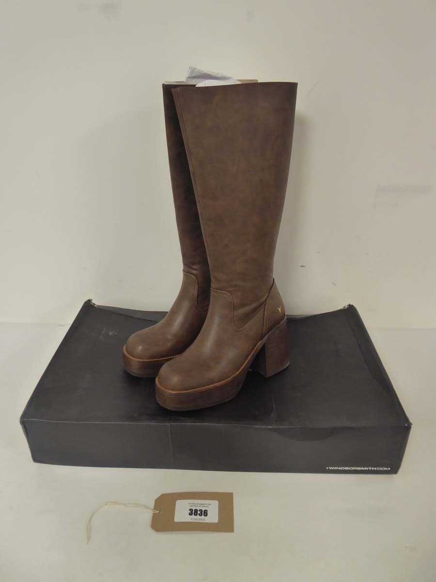 Lot Windsorsmith niche boots in dark oak size UK9 -...