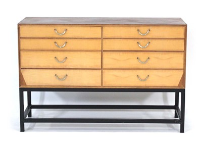 Lot 1 - A Meredew teak and maple finished chest of...