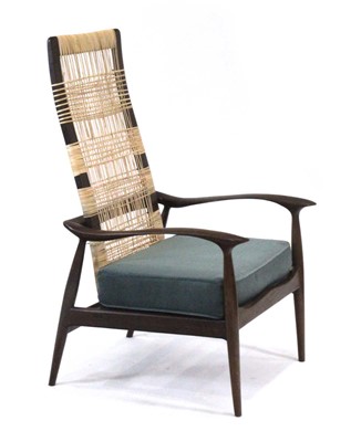 Lot 8 - A 1960/70's armchair, the rattan high-back...